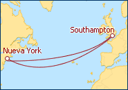 Reiseroute ansehen Transatlantik Southampton - New York - Southampton