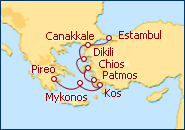 Reiseroute ansehen Griechische Inseln und T�rkei