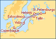 Reiseroute ansehen Skandinavien und Russland