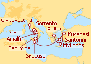 Reiseroute ansehen Italienische und Griechische Inseln