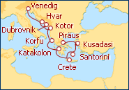 Reiseroute ansehen Griechische Inseln und Adria