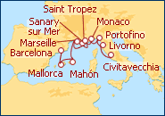 Reiseroute ansehen Italienische und Franz�sische Riviera