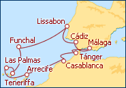 Reiseroute ansehen Kanaren 7 mit AIDAbella