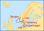 Reiseroute ansehen Nordeuropa 6 mit AIDAcara