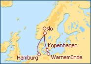 Reiseroute ansehen Kurzreise 6 mit AIDAblu