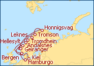 Reiseroute ansehen Norwegische Fjorde und Nordkap