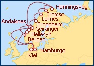 Reiseroute ansehen Norwegische Fjorde und Nordkap