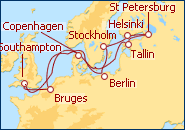 Reiseroute ansehen Skandinavien und Russland