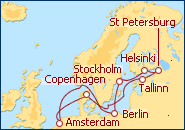 Reiseroute ansehen Skandinavien und Russland