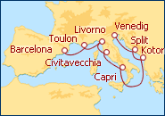 Reiseroute ansehen Mittelmeer