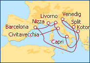 Reiseroute ansehen Mittelmeer