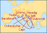 Reiseroute ansehen Mittelmeer