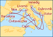 Reiseroute ansehen Mittelmeer