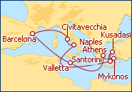 Reiseroute ansehen Mittelmeer