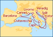 Reiseroute ansehen Mittelmeer