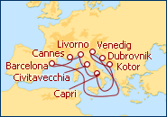 Reiseroute ansehen Mittelmeer