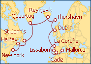 Reiseroute Transamerika 1 mit AIDAaura 