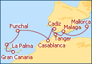 Reiseroute ansehen Kanaren 1 mit AIDAbella