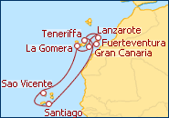 Reiseroute Kanaren 12 mit AIDAcara 