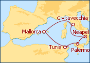 Reiseroute ansehen Mittelmeer 4 mit AIDAmar