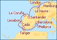 Reiseroute ansehen Westeuropa 3 mit AIDAmar