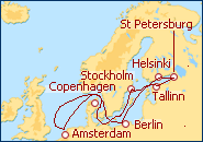 Reiseroute ansehen Skandinavien und Russland