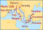 Reiseroute ansehen Gro�es Mittelmeer