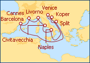 Reiseroute ansehen Mittelmeer mit Venedig