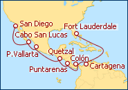 Reiseroute ansehen Panamakanal ab Fort Lauderdale bis San Diego
