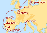 Reiseroute ansehen Gro�britannien, Frankreich, Spanien und Portugal