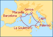 Reiseroute ansehen Westliches Mittelmeer 2 - Sommer 2012