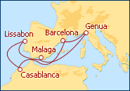 Reiseroute ansehen Westliches Mittelmeer 1 - Herbst 2012