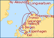 Reiseroute ansehen Fjorde, Nordkap und Spitzbergen 1