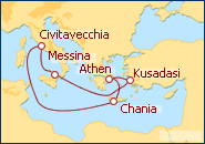 Reiseroute ansehen �stliches Mittelmeer
