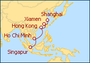 Reiseroute ansehen Far East ab Singapur bis Shanghai