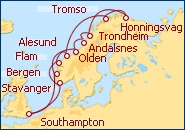 Reiseroute ansehen Norwegische Fjorde und Nordkap II