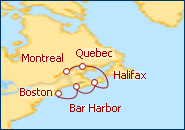 Reiseroute ansehen Von Boston nach Montreal