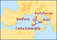 Reiseroute ansehen Korsika, Sardinien und Elba