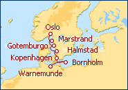 Reiseroute ansehen Nordeuropa Warnem�nde - Oslo
