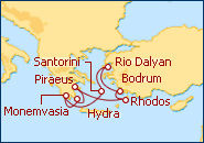 Reiseroute ansehen S�droute: Griechische Inseln und T�rkei