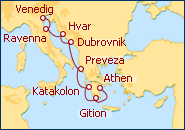 Reiseroute ansehen Sch�nheiten Griechenlands und der Adria