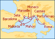 Reiseroute ansehen Mittelmeer