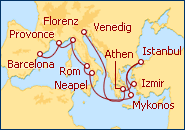 Reiseroute ansehen Gro�e Mittelmeerreise