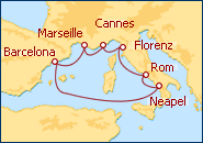 Reiseroute ansehen Westliches Mittelmeer