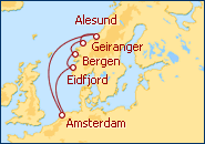 Reiseroute ansehen Norwegische Fjorde n�rdlich