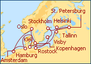 Reiseroute ansehen Nord-Ostsee-Kanal und Sch�tze der Ostsee