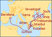 Reiseroute ansehen Mar Negro y Mediterraneo