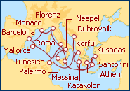 Reiseroute ansehen Mittelmeer Abenteuer