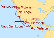 Reiseroute ansehen Mexikanische Riviera und K�stenregion