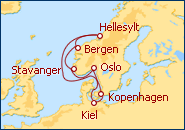 Reiseroute ansehen  Norwegische Fjorde 